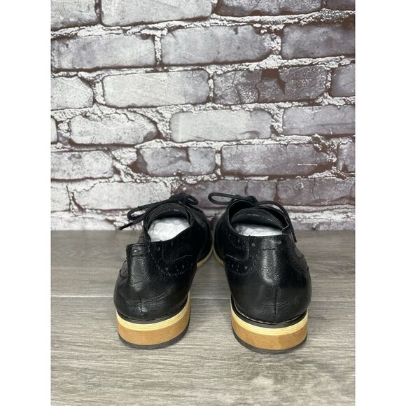 Mona Flying Black Leather Lace Up Brogue Wingtip Derby Shoes Women 39EU/8.5M US - Picture 4 of 16